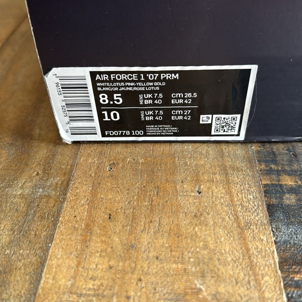 Nike Air Force 1 '07 PRM White and Lotus Pink women’s size 10 - Picture 2 of 7